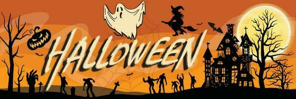 gelukkig halloween partij banier voor oktober evenement, vector achtergrond