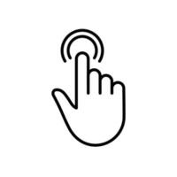 tintje gebaar van computer muis. wijzer vinger zwart lijn icoon. cursor hand- lineair pictogram. Klik druk op dubbele kraan vegen punt schets symbool. bewerkbare hartinfarct. geïsoleerd vector illustratie.