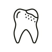 cariës lijn icoon. medisch tand zorg lineair pictogram. orthodontisch tanden probleem. mondeling hygiëne. tandheelkunde schets symbool. tandheelkundig behandeling teken. bewerkbare hartinfarct. geïsoleerd vector illustratie.