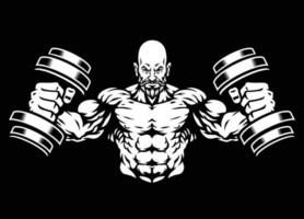 spier oud bodybuilder mascotte logo vector