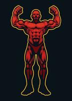 buigen spier bodybuilder tonen zijn atletisch lichaam vector