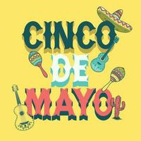 wijnoogst stijl ontwerp van cinco de mayo vector