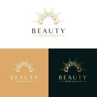 schoonheid vector logo ontwerp. modern kroon logo. luxe logo sjabloon.