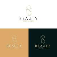 schoonheid vector logo ontwerp. oude beeldhouwwerk van vrouw lichaam logo. luxe standbeeld logo sjabloon.