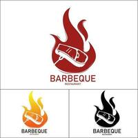 barbecue met steak Aan brand logo icoon vector