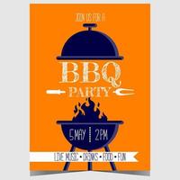 bbq partij poster of banier ontwerp sjabloon met rooster en vlam klaar naar gebraden een rundvlees of varkensvlees steak, kip en worst. vector illustratie voor barbecue familie weekend Promotie. klaar naar afdrukken.