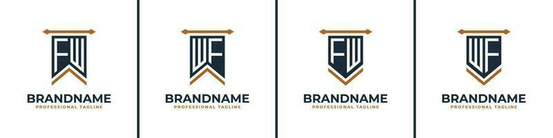 brief fw en wf wimpel vlag logo set, staan voor zege. geschikt voor ieder bedrijf met fw of wf initialen. vector