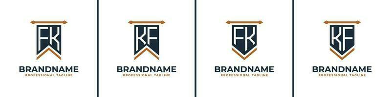 brief fk en kf wimpel vlag logo set, staan voor zege. geschikt voor ieder bedrijf met fk of kf initialen. vector