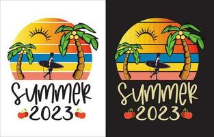 zomer 2023 ontwerp voor t-shirt, kaarten, kader kunstwerk, thuis gevallen, Tassen, mokken, stickers, tuimelaars, afdrukken enz. vector