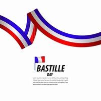 gelukkige bastille-dagviering, affiche, illustratie van het het malplaatjeontwerp van de lintbanner vector