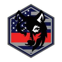 k9 Politie hond, opleiding hond met Verenigde Staten van Amerika vlag vector