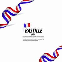 gelukkige bastille-dagviering, affiche, illustratie van het het malplaatjeontwerp van de lintbanner vector