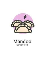 Koreaans voedsel mando teken dun lijn icoon embleem concept. vector