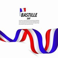 gelukkige bastille-dagviering, affiche, illustratie van het het malplaatjeontwerp van de lintbanner vector