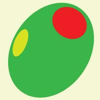 een groen olijf- gevuld met rood peper, groen en rood kleuren, olijf- illustratie vector, geschikt voor olijf- etiket en teken en markten banners en sociaal media, olijf- minimaal stijl tekening vector