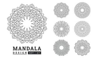 zwart en wit bloem mandala reeks vector