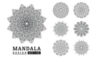 zwart en wit bloem mandala ontwerpen set. nieuw mandala kunst vector illustratie