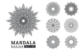 zwart en wit bloem mandala reeks vector