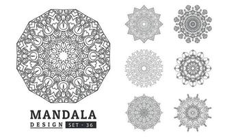 zwart en wit bloem mandala reeks vector