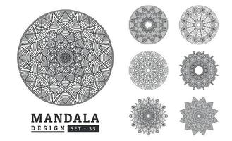 zwart en wit bloem mandala reeks vector