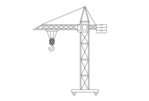 bouw kraan. schets illustratie geïsoleerd Aan wit achtergrond. kinderachtig schattig bouw voertuig vector