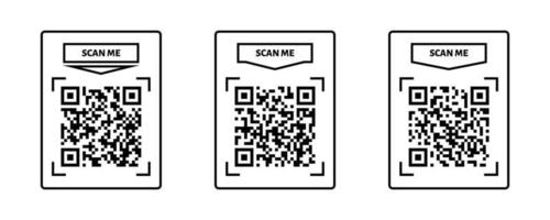 scannen me qr code kader. qr code voor betaling, tekst overdracht met scannen me knop. vector illustratie