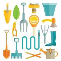 tuingereedschap schop schop icon set vector