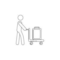 passagier met een trolley en bagage vector icoon illustratie