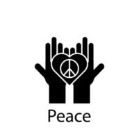 vrede, hart, handen vector icoon illustratie