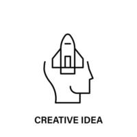 denken, hoofd, raket, creatief idee vector icoon illustratie