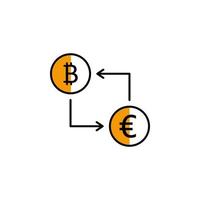 bitcoin, euro, aandelenbeurs, cryptogeld vector icoon illustratie