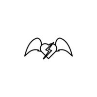 steen, hart, Vleugels, teken van bliksem vector icoon illustratie