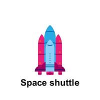 ruimte, ruimte shuttle kleur vector icoon illustratie