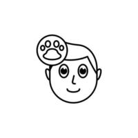 menselijk gezicht karakter geest in poot dieren vector icoon illustratie
