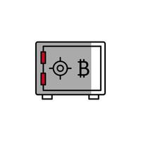 veiligheid doos, bitcoin, cryptogeld, veiligheid vector icoon illustratie