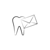 brief, tand, sturen vector icoon illustratie
