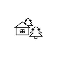 huis in de bossen lijn vector icoon illustratie