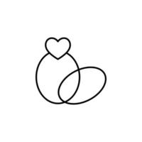 bruiloft ringen met hart vector icoon illustratie