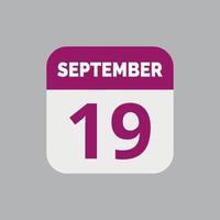 19 september kalender datum icoon vector