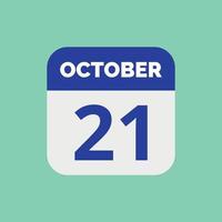 21 oktober kalender datum icoon vector