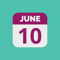 10 juni kalender datum icoon vector