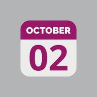 2 oktober kalender datum icoon vector