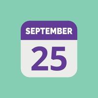 25 september kalender datum icoon vector