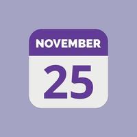 25 november kalender datum icoon vector