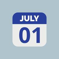 1 juli kalender datum icoon vector