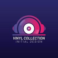 muziek- logo icoon. vinyl verzameling logo ontwerp sjabloon element vector