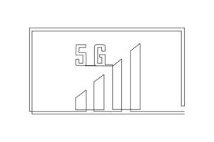 single een lijn tekening 5g signaal. 5g technologie concept. doorlopend lijn trek ontwerp grafisch vector illustratie.