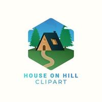 huis Aan heuvel landschap clip art ontwerp vector