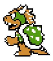 dinosaurus super mario. pixel kunst held zag Mario spellen. vector