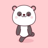 schattig kawaii panda Aan roze achtergrond vector